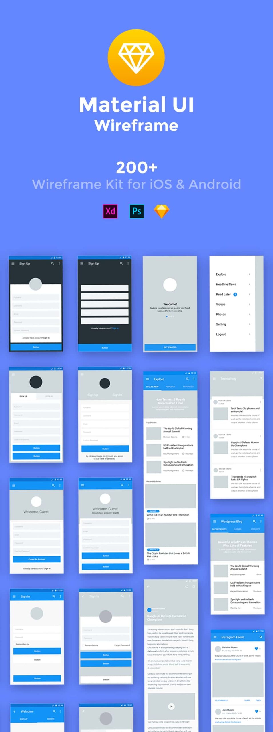 Wireframe Mobile UI KIT