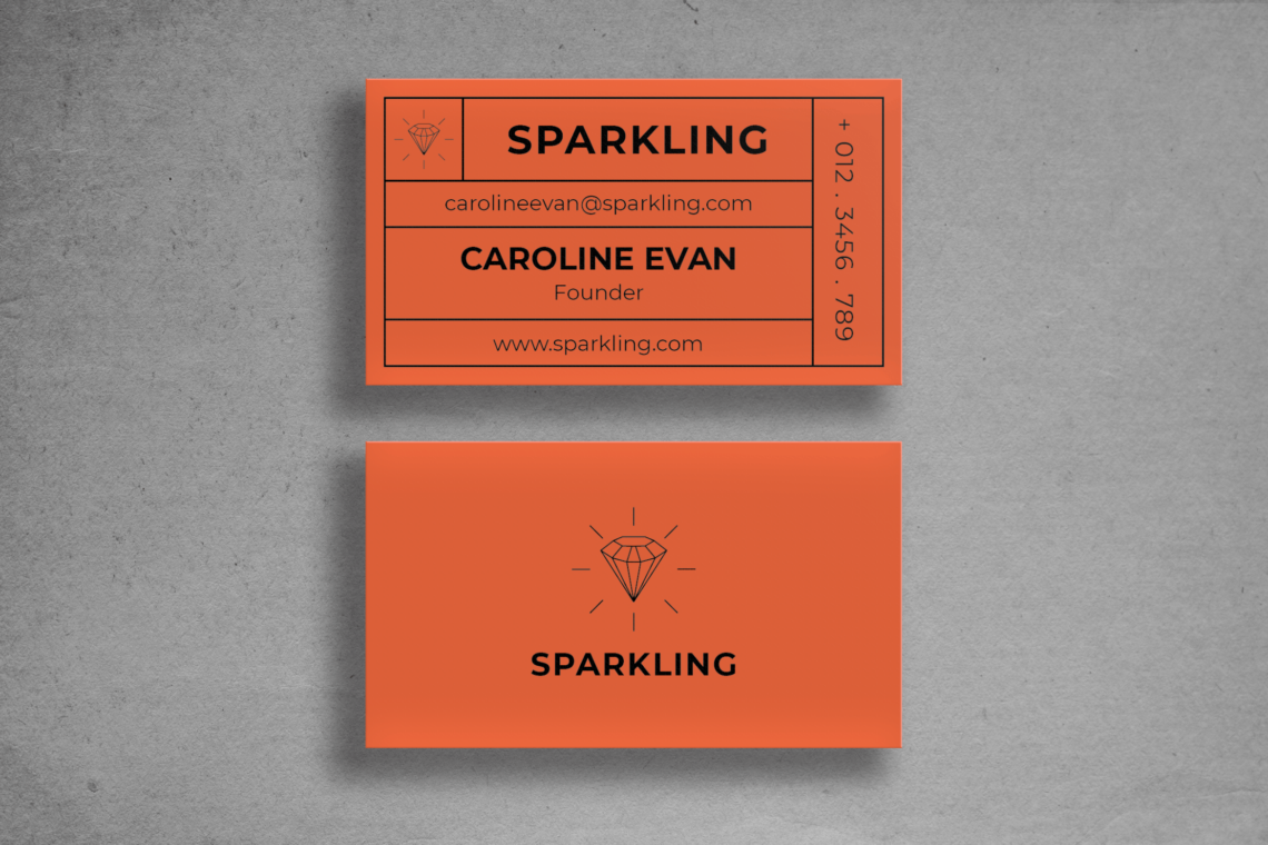 business card orange name tag