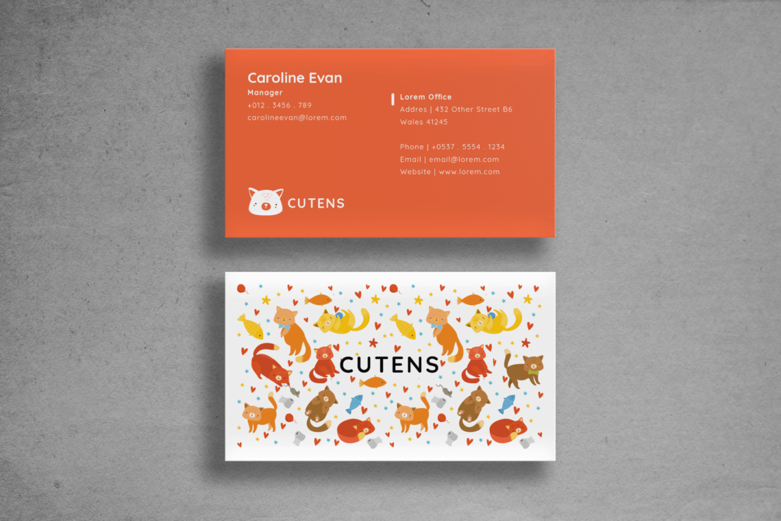 business card orange simple name tag