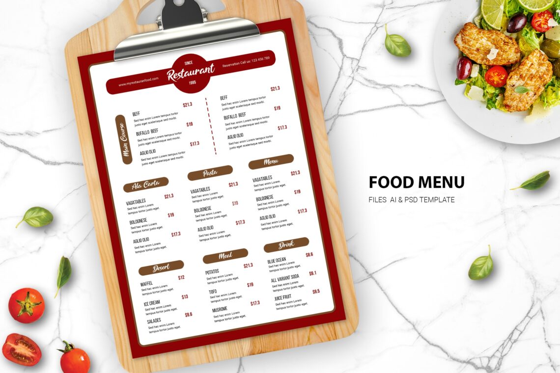 food menu italian dishes variant