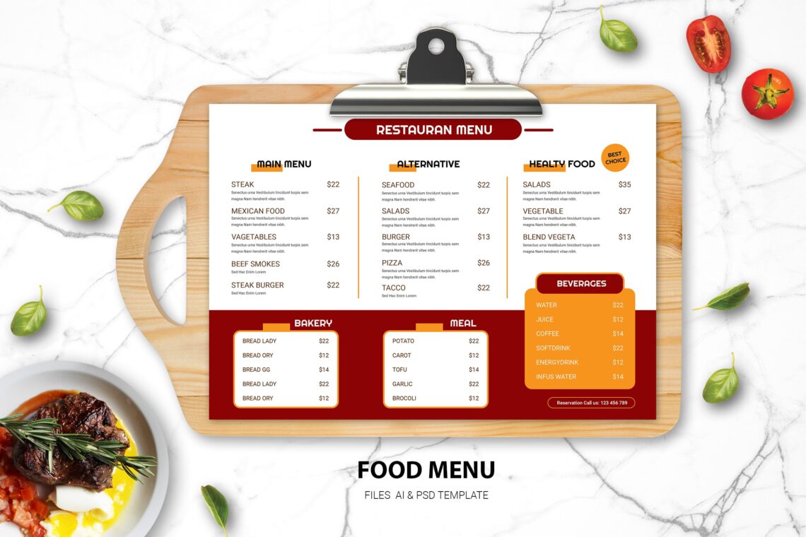 food menu western kitchen