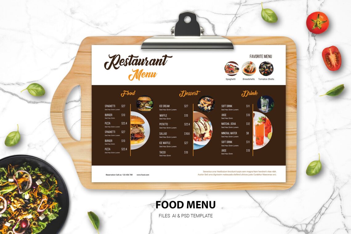 food menu western fast dishes