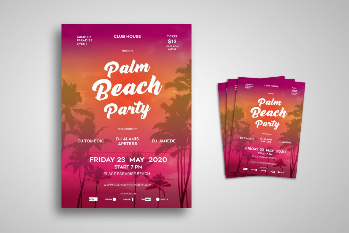 Paradise invite. Beach Party Flyer. Серебряная вечеринка флаер.