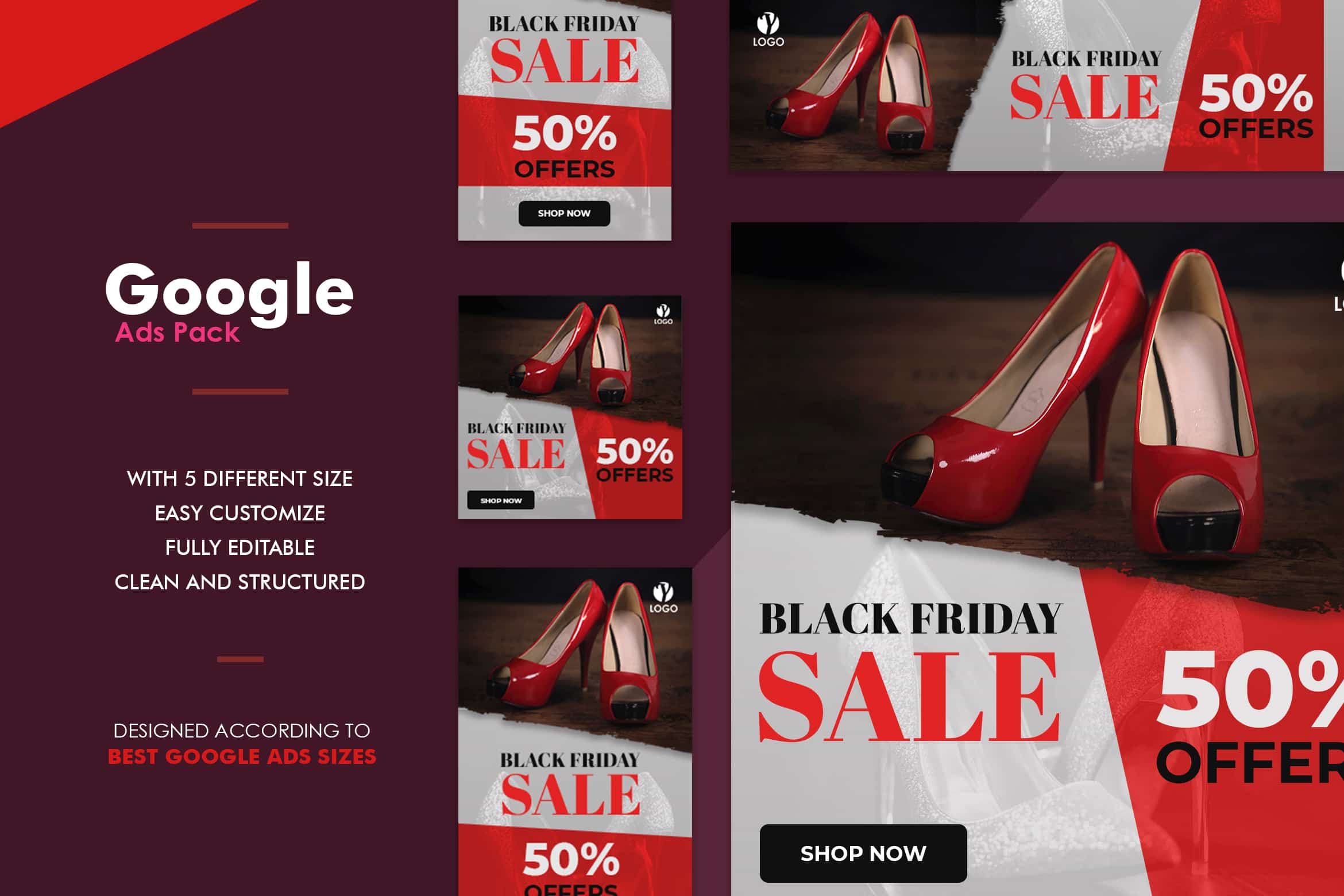 Google Ads Web Banner Women Shoes Sale UI Creative