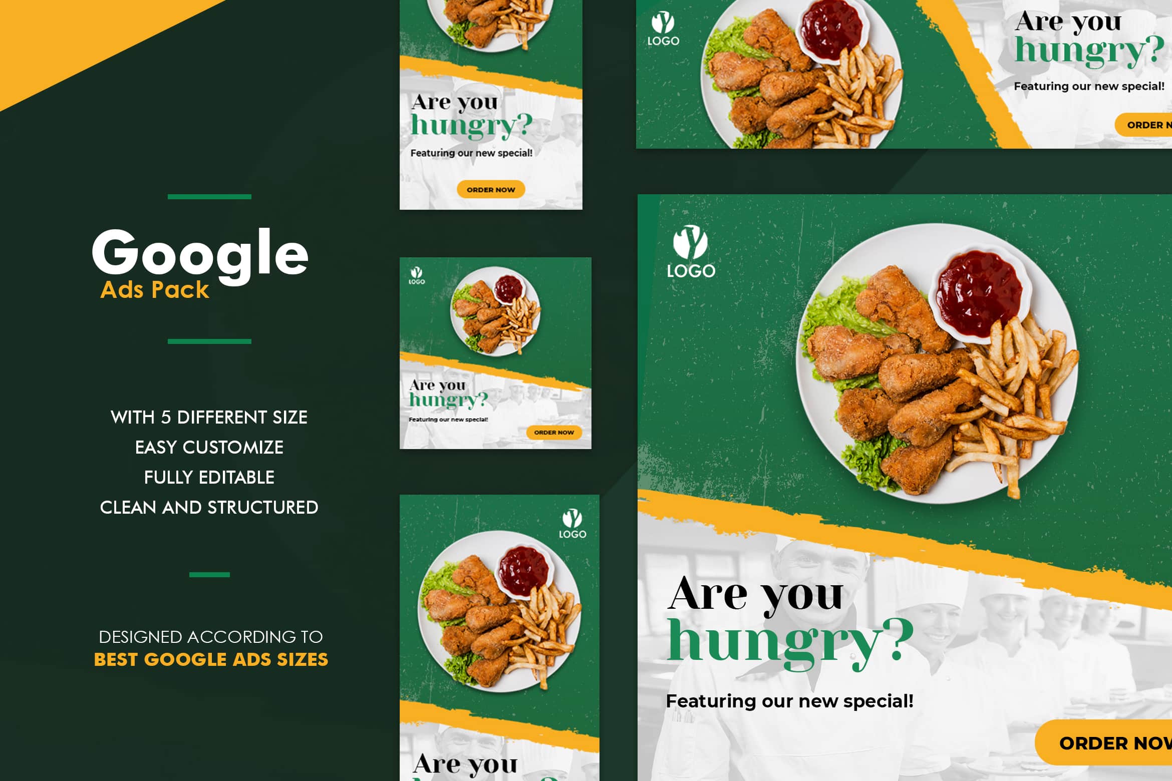 Google Ads Web Banner Fast Food Menu UI Creative