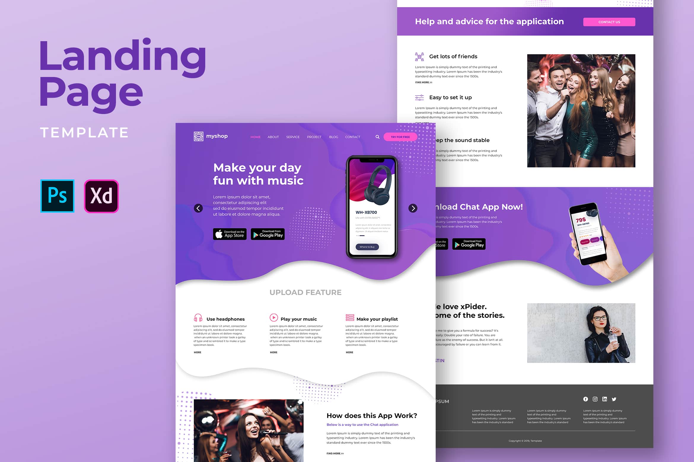 Landing Pages - Music Player Apps