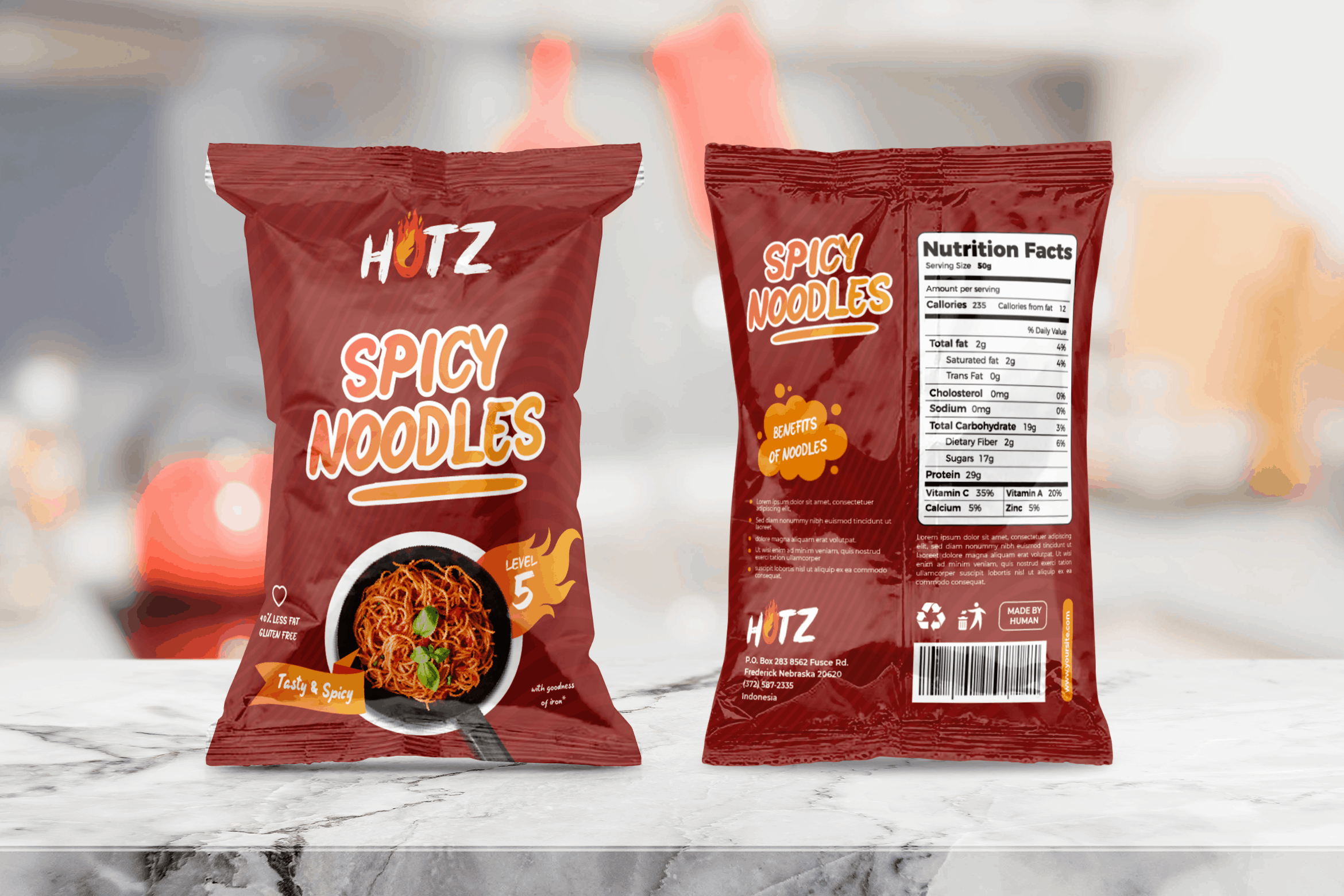 packaging template spicy noodles