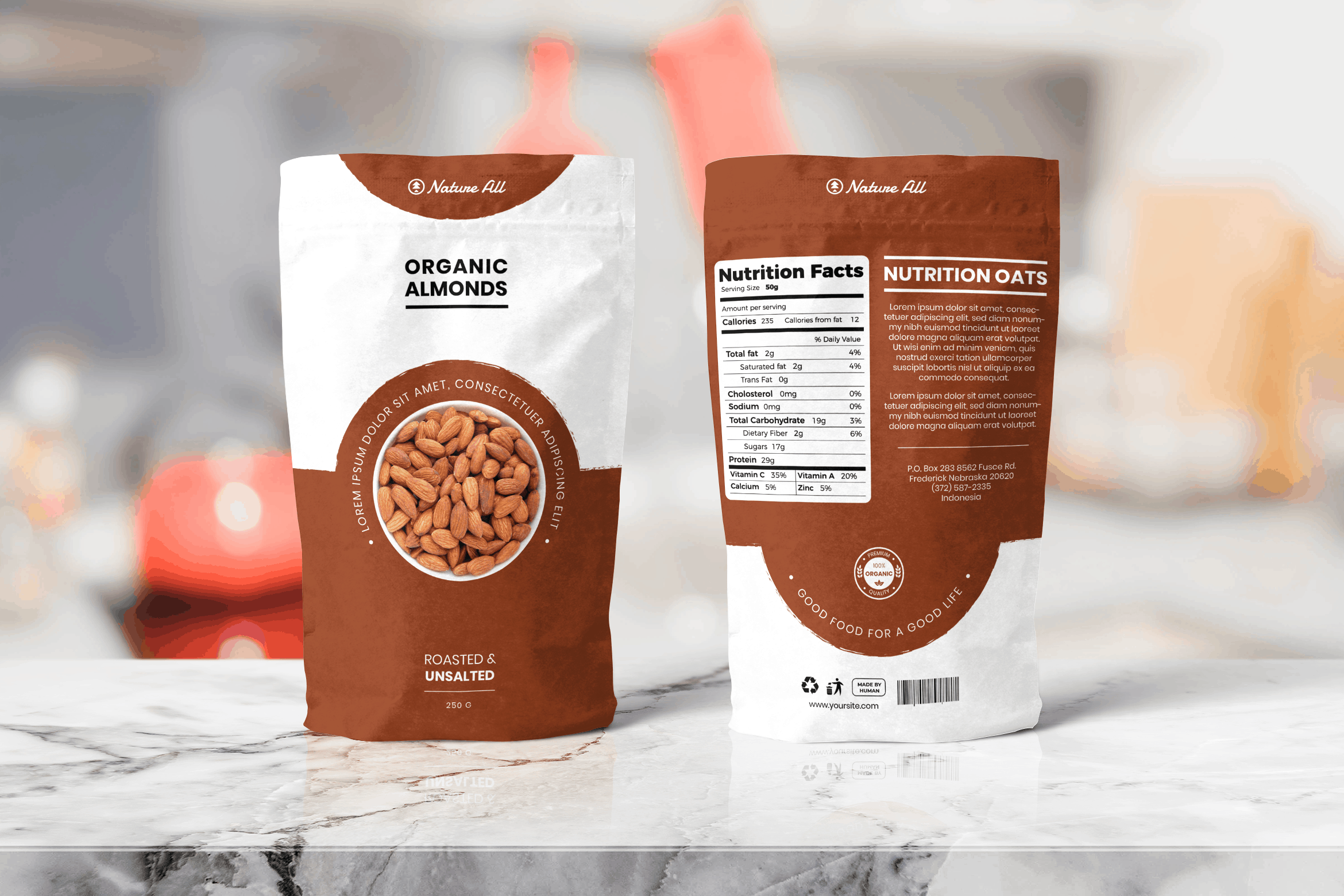 packaging template organic almonds