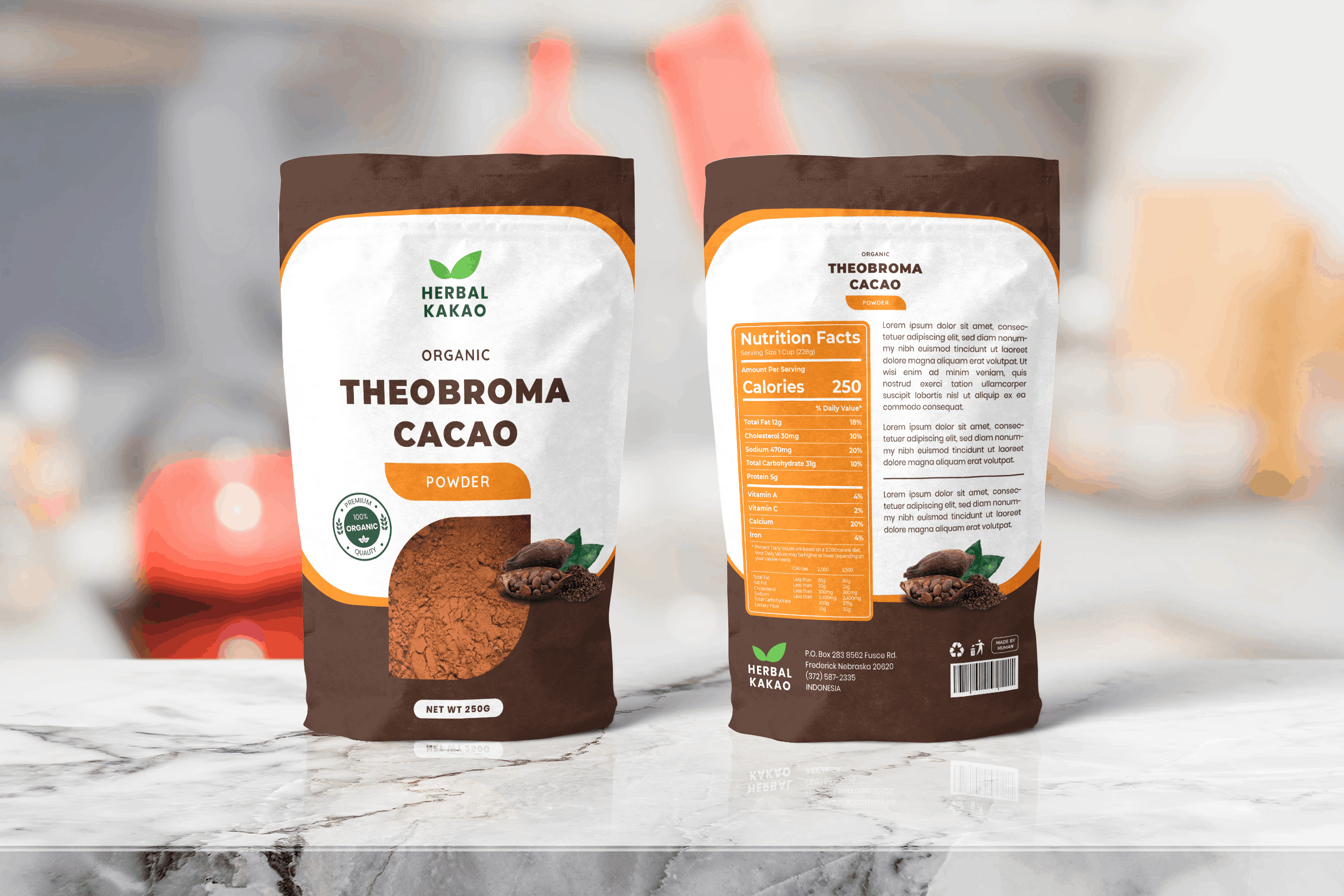 packaging template cacao herbal