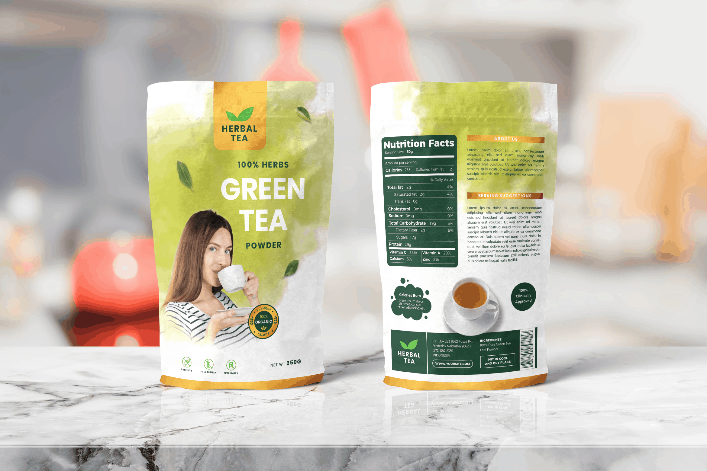 packaging template green tea herbal