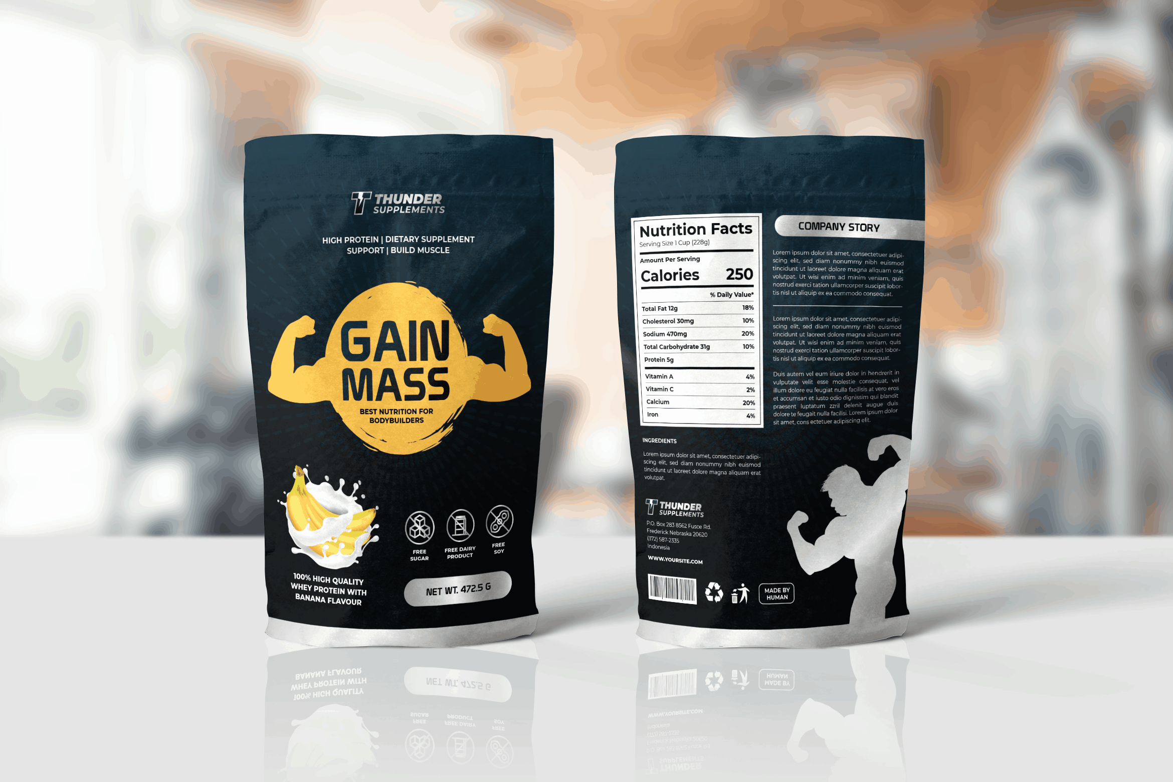 packaging template mass gain supplement