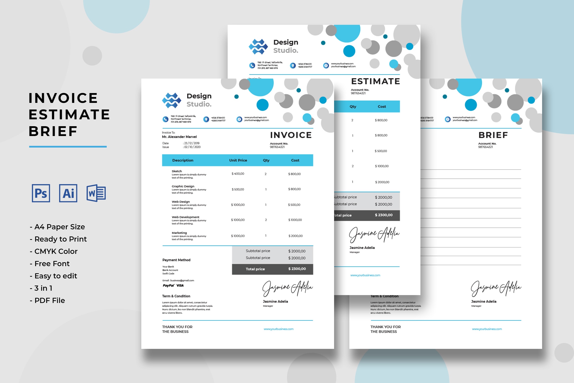 Custom Printed Receipt Invoices