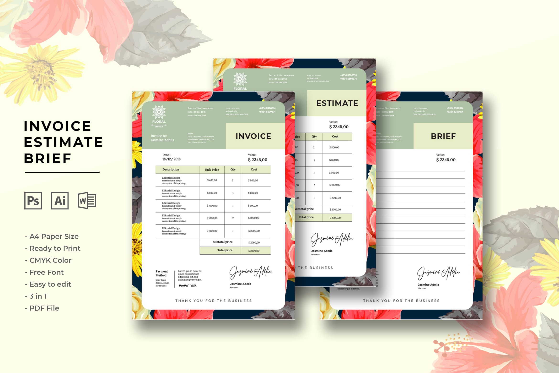 invoice editorial designer business