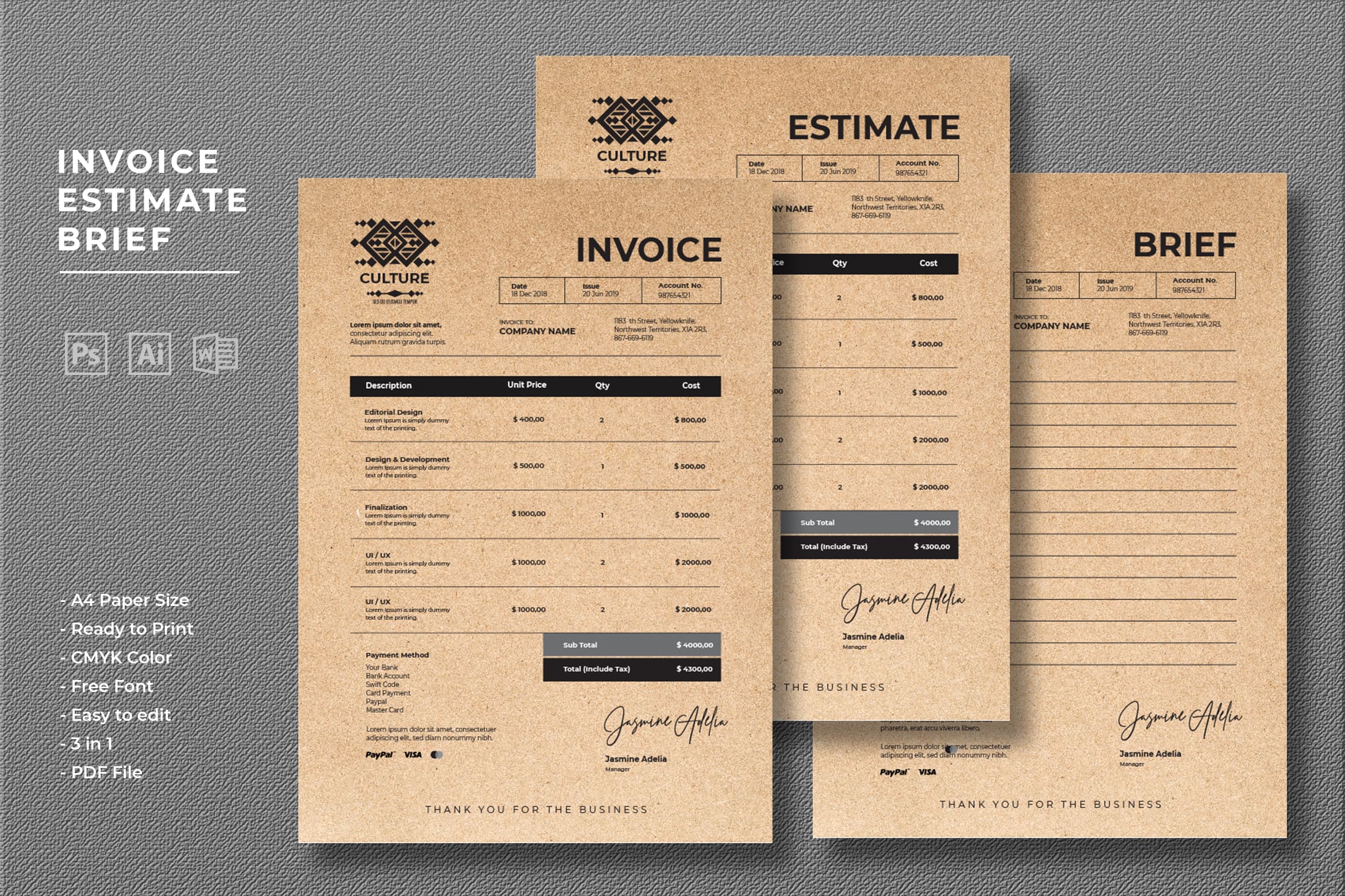 invoice traditional designer