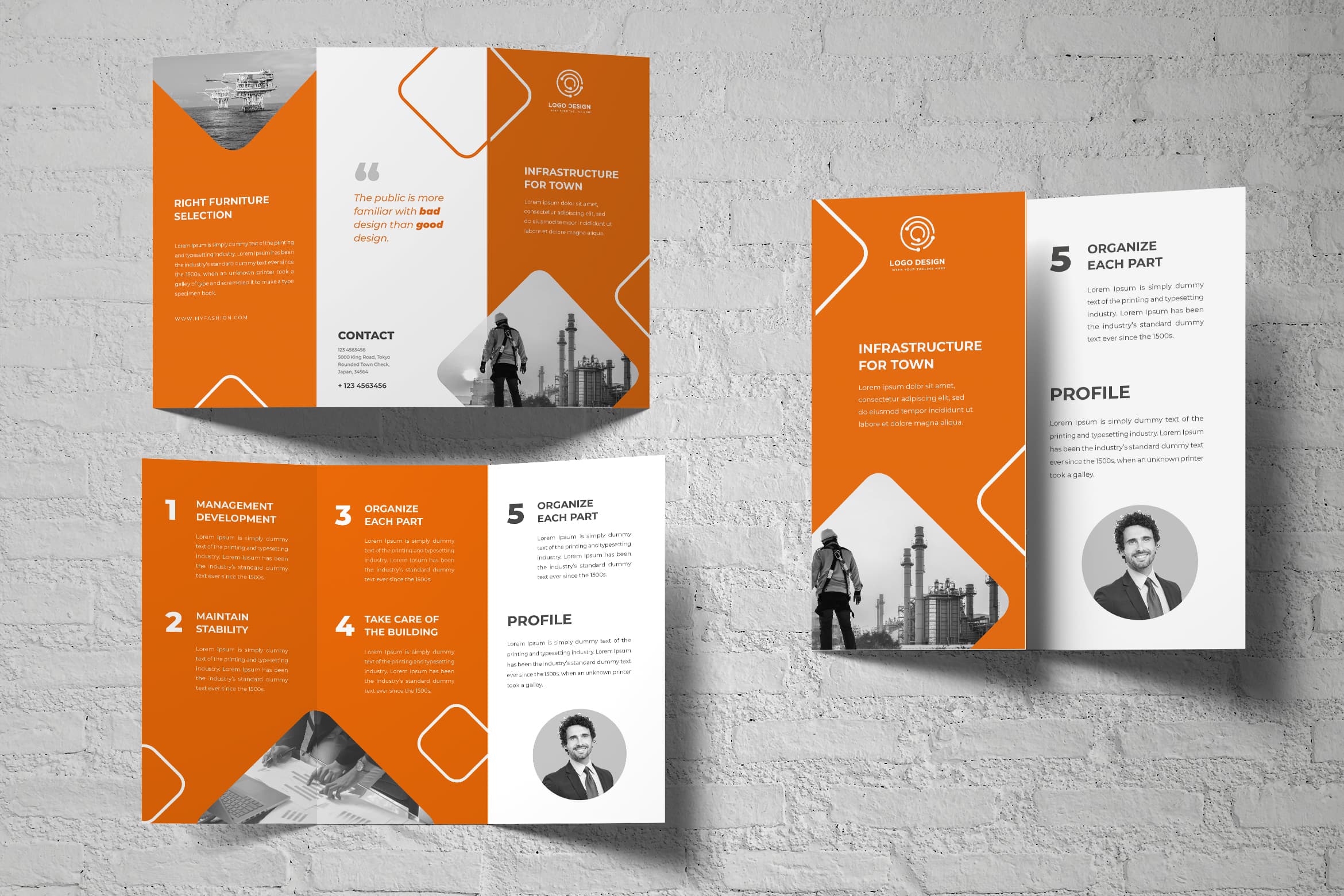 trifold brochure town construction