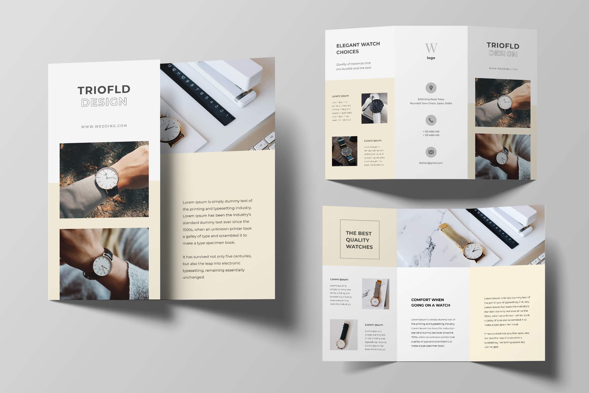 Watch Store Trifold Brochure Template PSD | Trifold brochure design,  Brochure design template, Trifold brochure