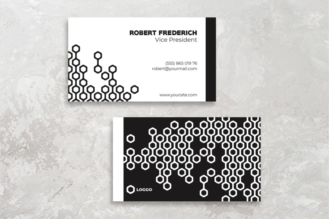 business card black white template