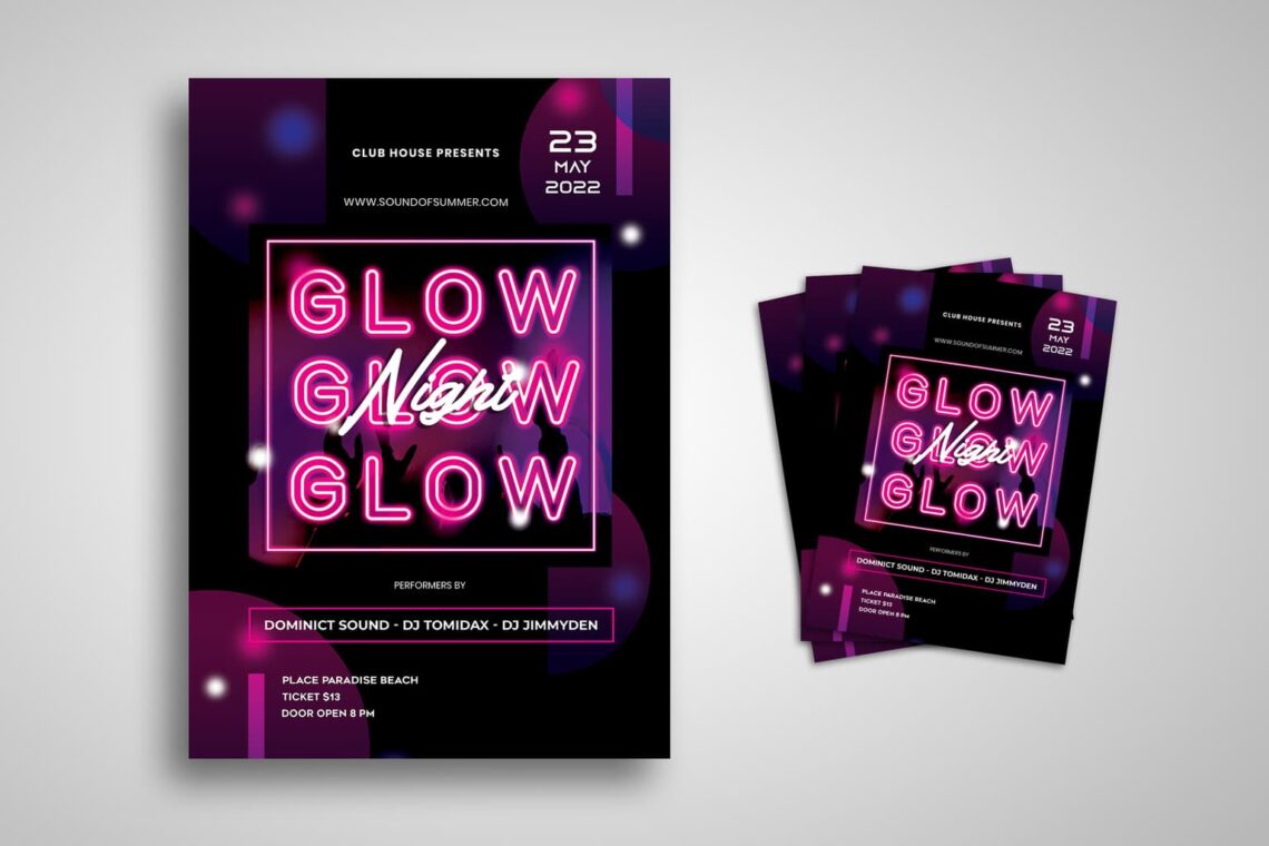 flyer night music glow