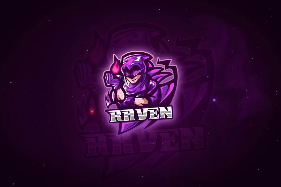 esport logo violet raven