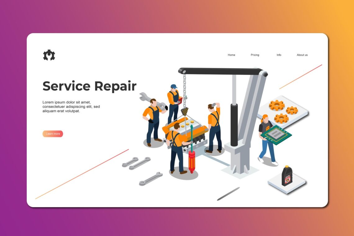 isometric landing pages service repair