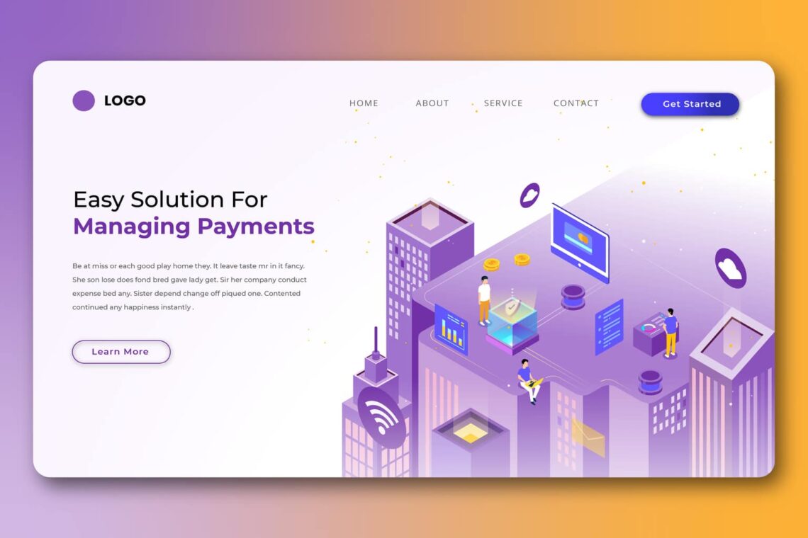 isometric landing pages payment management system