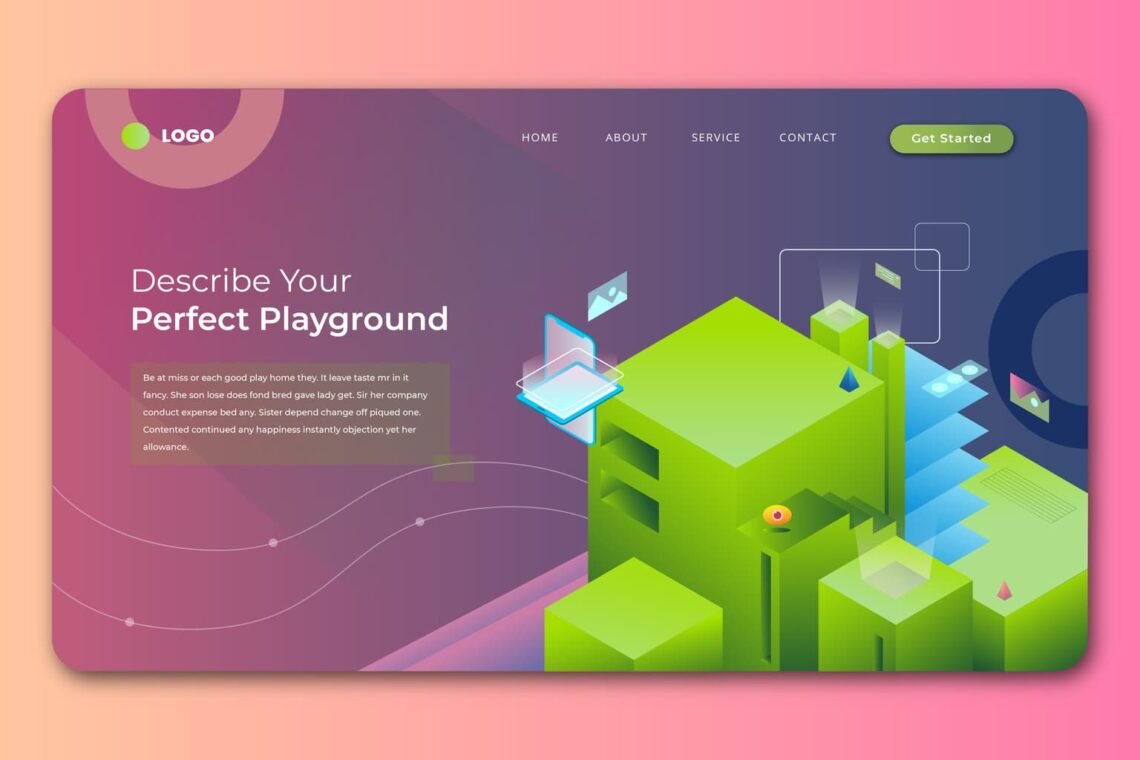 isometric landing pages perfect playground concept