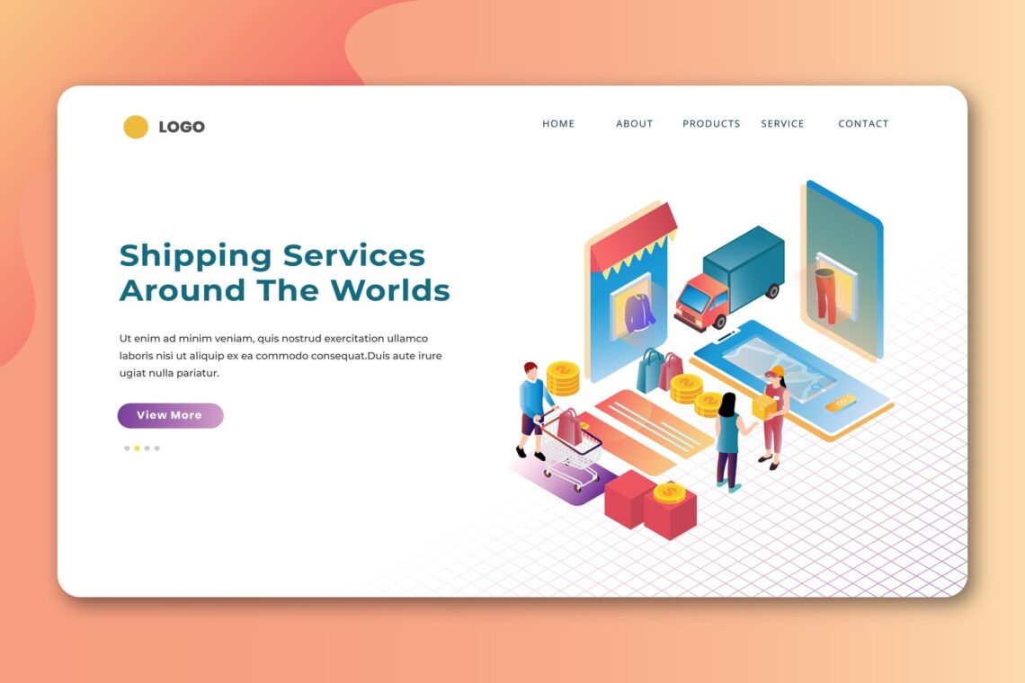 isometric landing pages shipping service