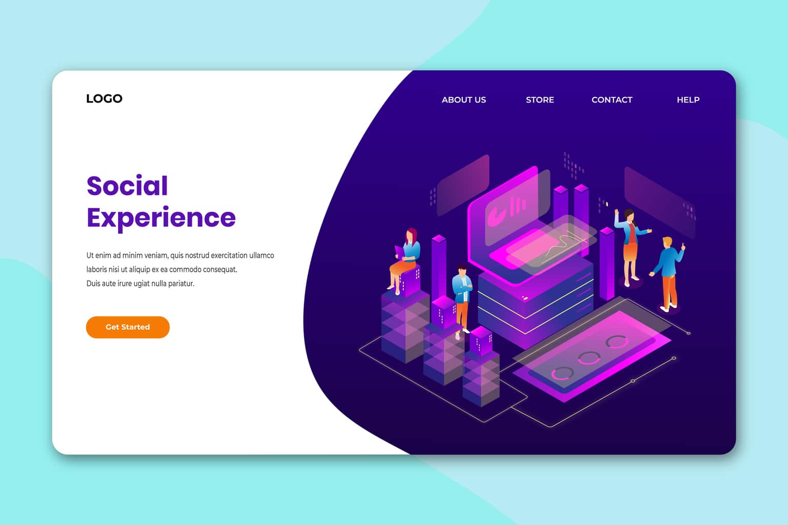 isometric landing pages optimized social experience