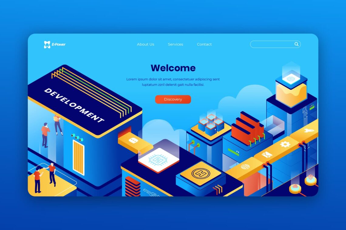 isometric landing pages enterprise system development