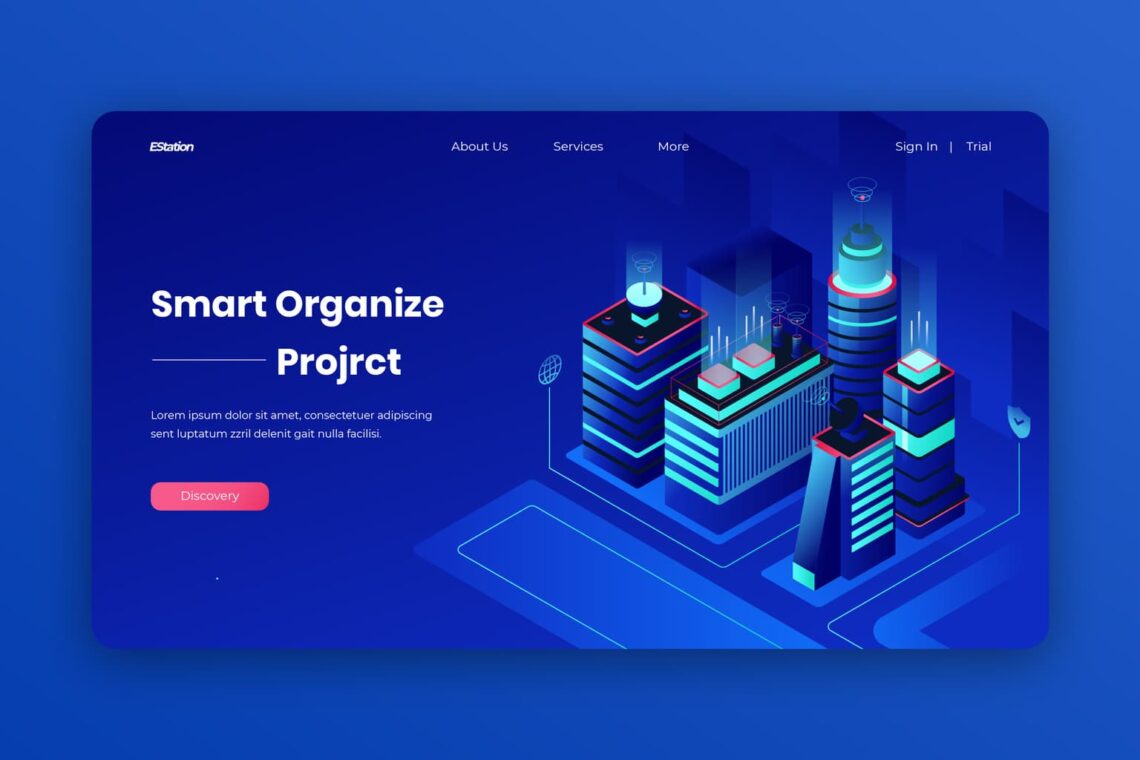 isometric landing pages smart project organization