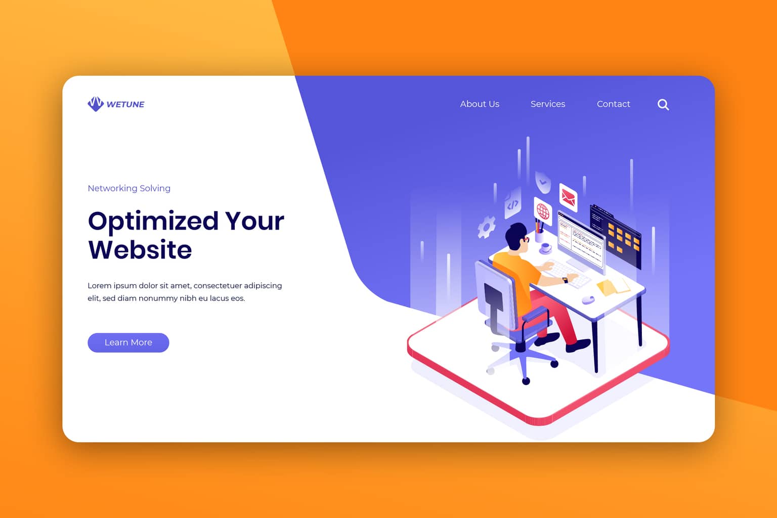 isometric landing pages website company optimized