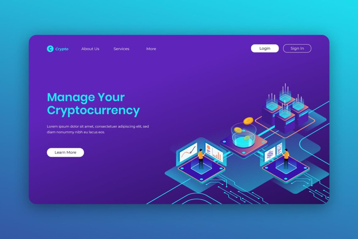 isometric landing pages management cryptocurrency