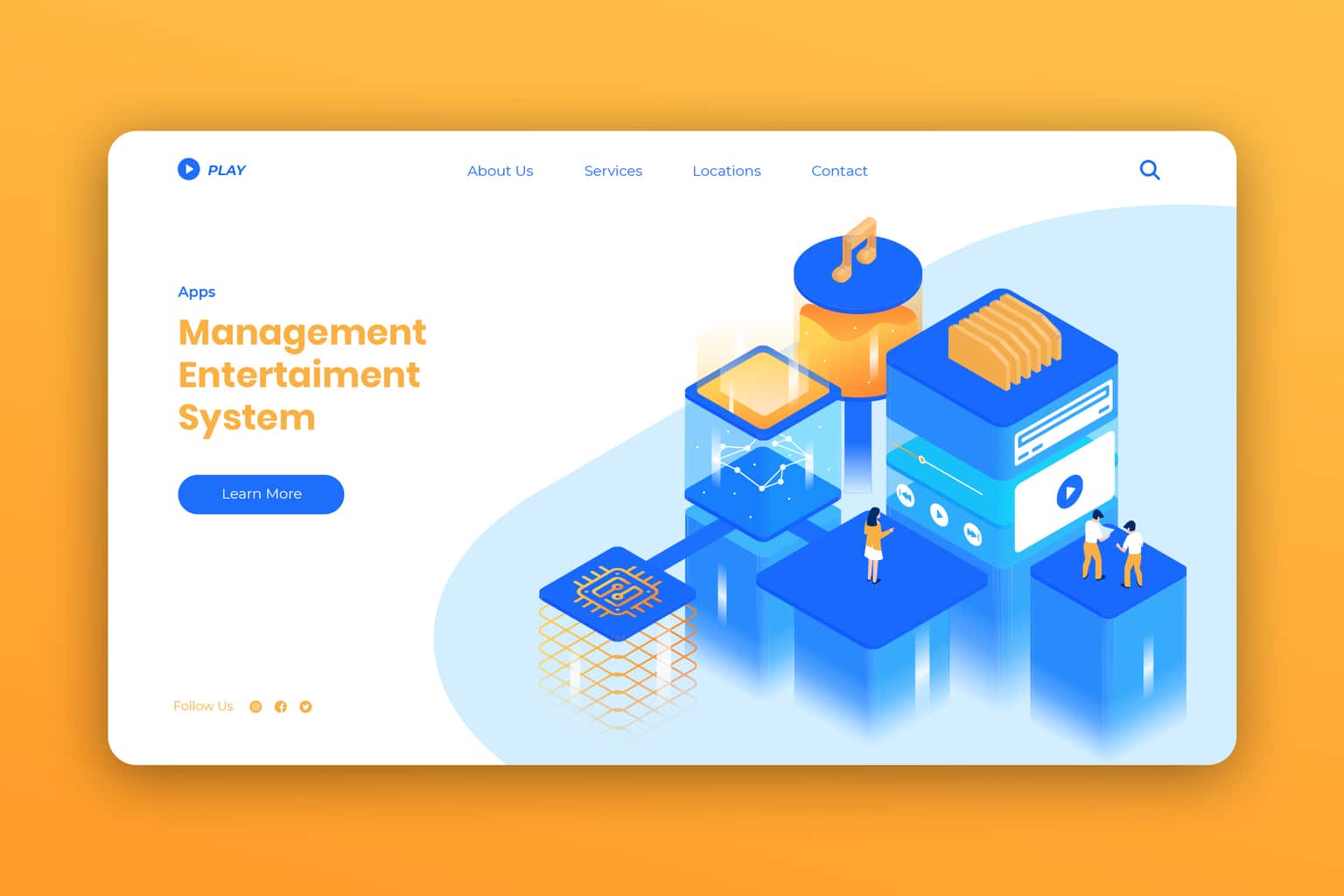 isometric landing pages entertainment management system