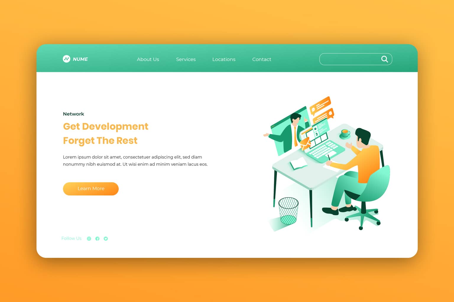 isometric landing pages company development