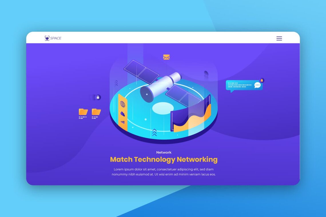 isometric landing pages network technology