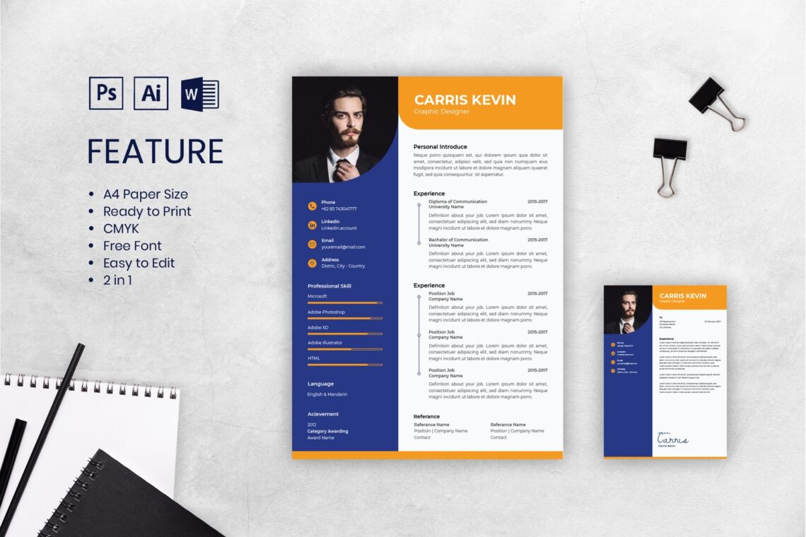 cv resume men graphic designer