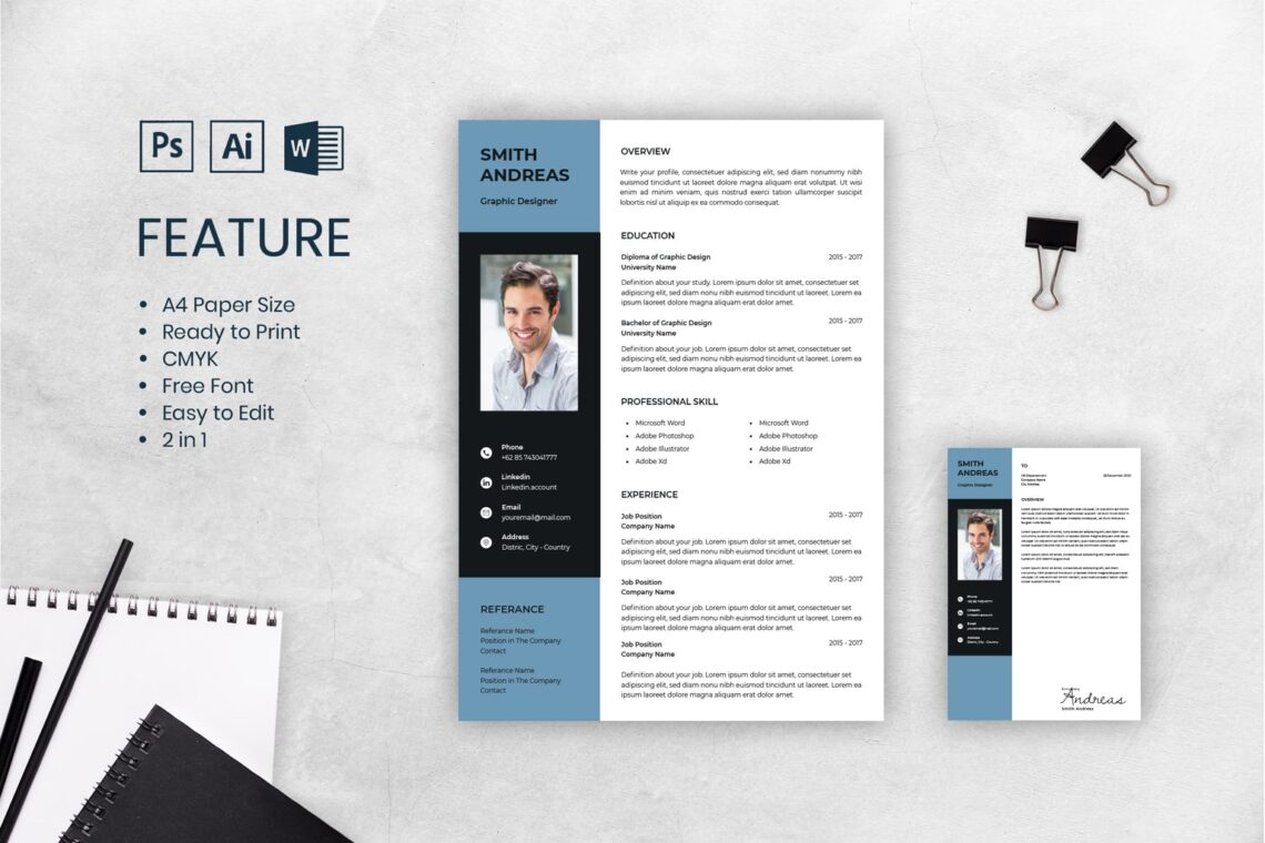 cv resume men graphics design