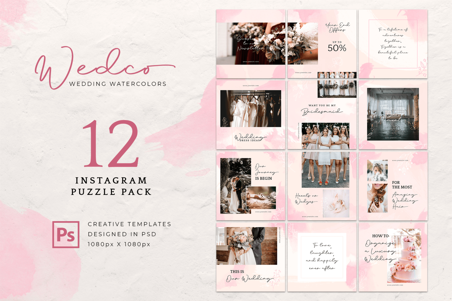 instagram puzzle watercolor wedding theme 5