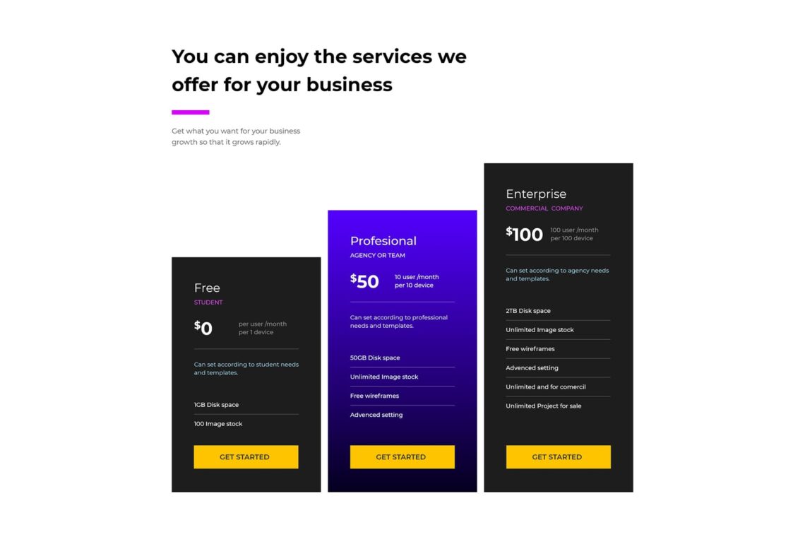 pricing table premium stock images