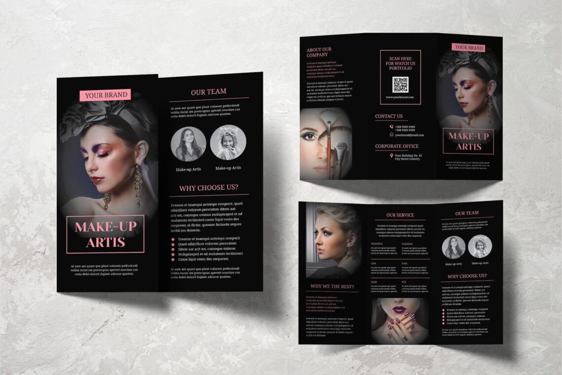 trifold brochure make up artist service