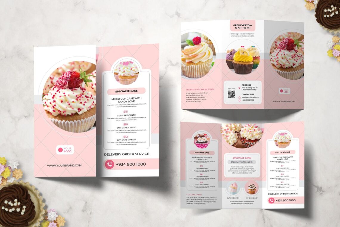 trifold brochure special sweet cake