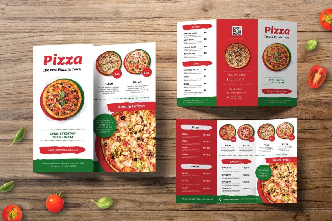 trifold brochure pizza pasta special