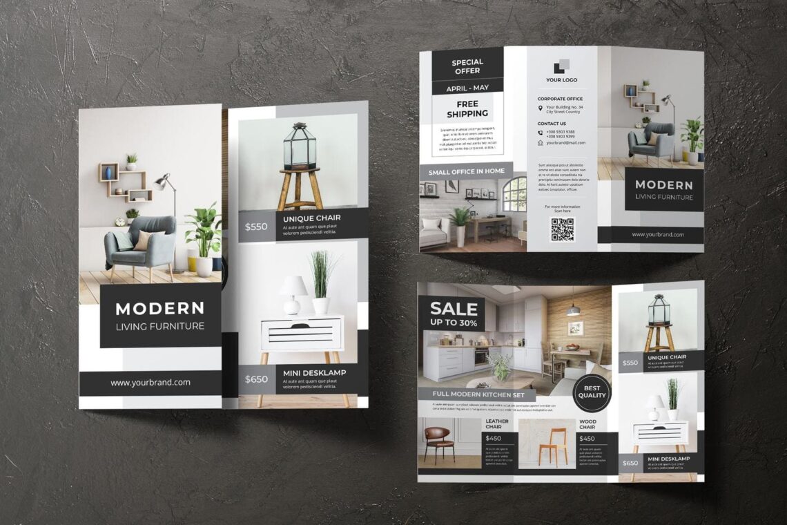 trifold brochure modern living furniture