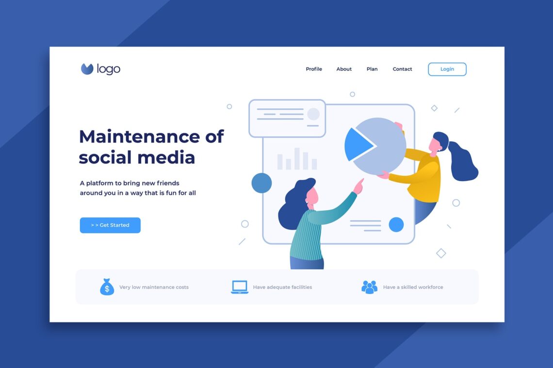 illustration landing pages social media maintenance