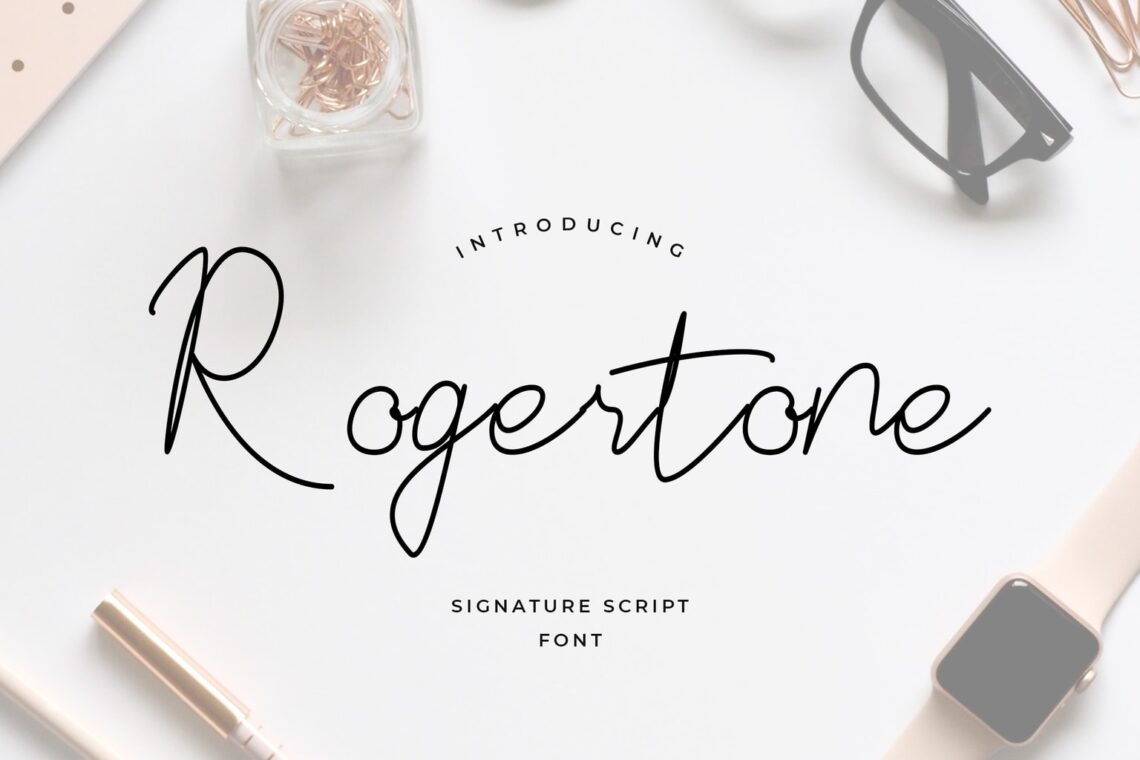 fonts rogertone signature script