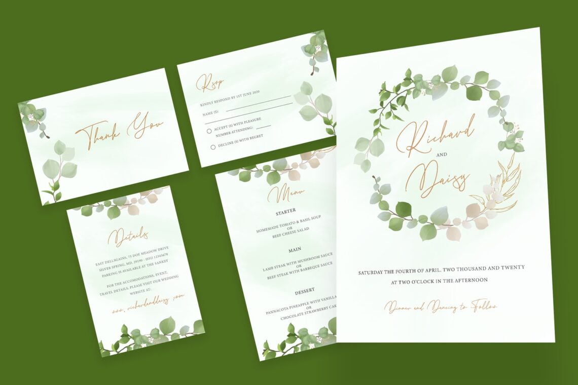 wedding invitation simple flower decoration