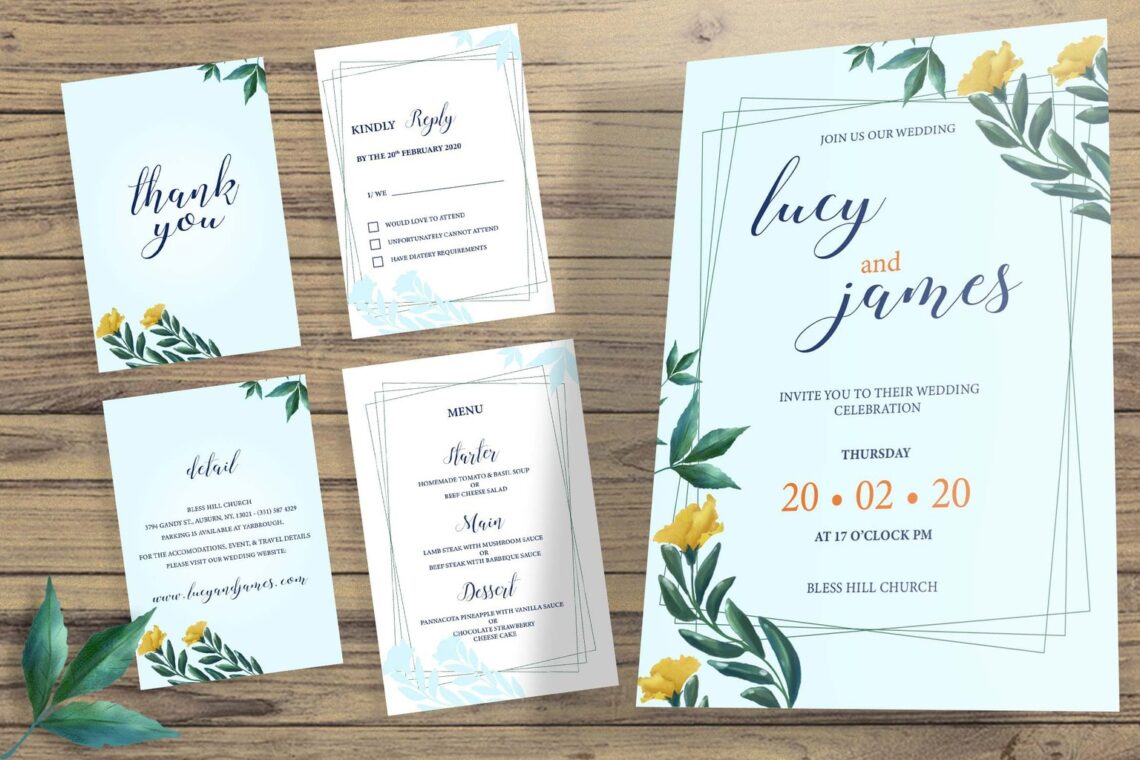 wedding invitation ordinary sky blue 1