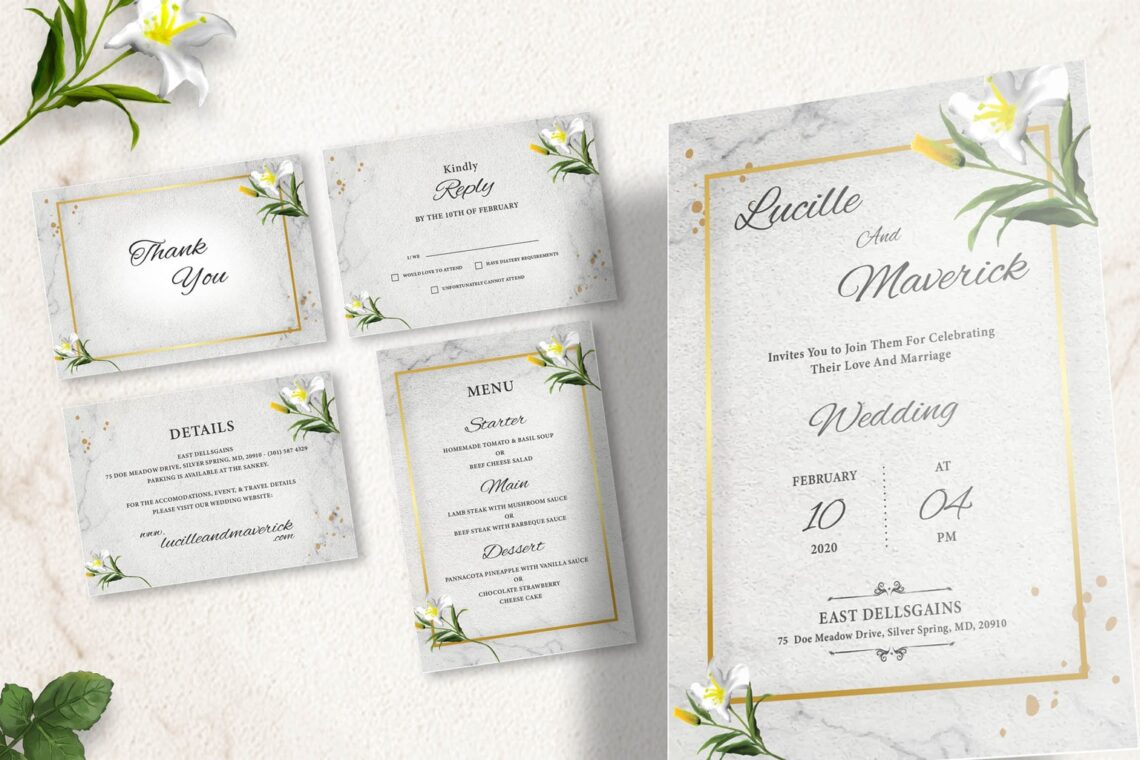 wedding invitation simple florals 1