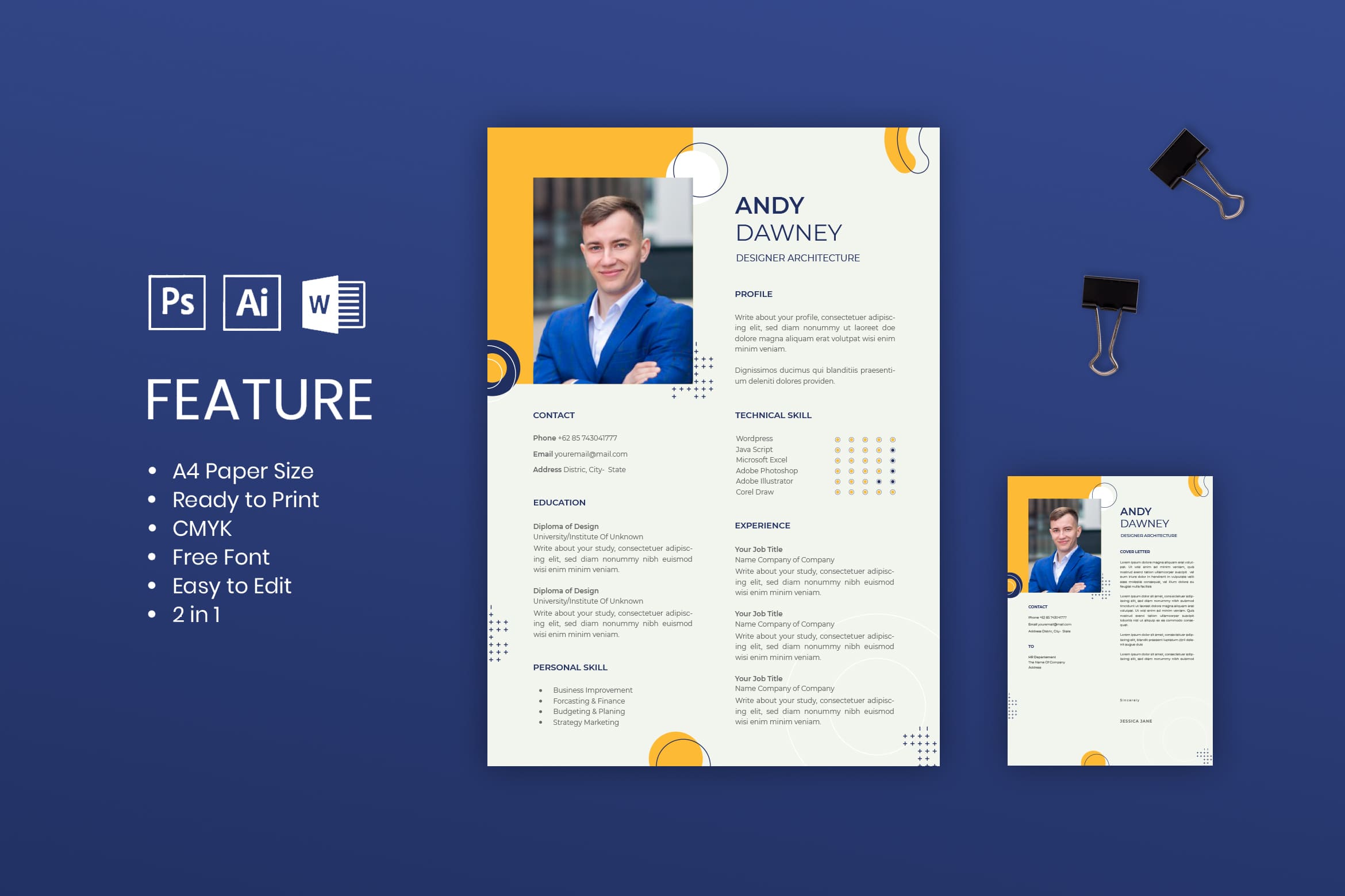 CV Resume – Blue & White Theme - UI Creative