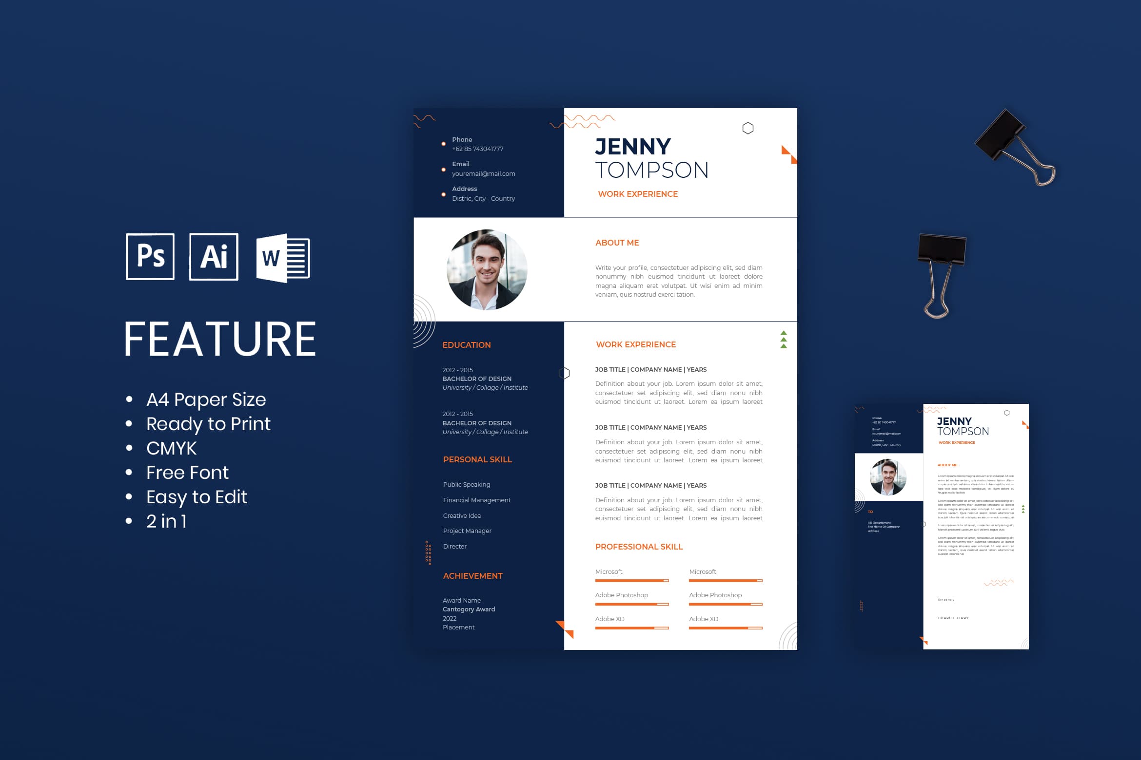 CV Resume – Blue & White Theme - UI Creative